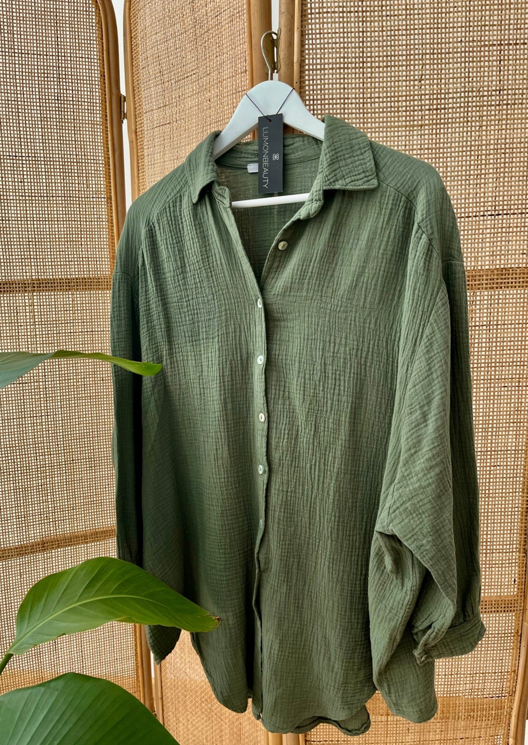 Musselin Bluse olive